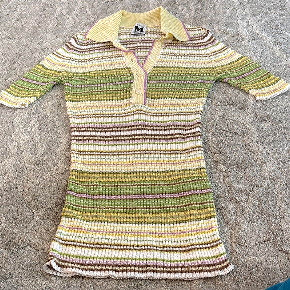 Missoni Striped Ribbed Knit Top in Yellow, Green, Brown and Cream, lilac - Picture 6 of 6